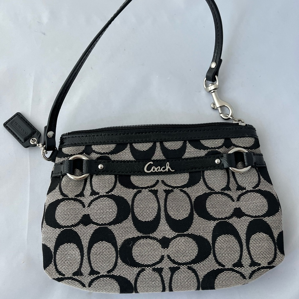 Coach Black and White Signature Wristlet
